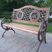Double Rose Wood and Cast Iron Park Bench