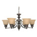 Empire 6 Light Chandelier with Linen Washed Glass