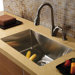32" x 19" Single Bowl Kitchen Sink with Faucet and Soap Dispenser in Satin