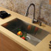 Undermount 16 Gauge Single Bowl Kitchen Sink with Faucet and Soap Dispenser in Satin