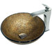 Glass Textured Vessel Sink and Square-Edged Faucet Set