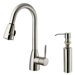 One Handle Single Hole Kitchen Faucet with Soap Dispenser and Pull-Out Spray