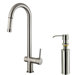 One Handle Single Hole Pull-Out Spray Kitchen Faucet with Soap Dispenser