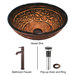 Copper Mosaic Glass Vessel Sink with Faucet in Oil Rubbed Bronze