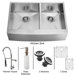 Stainless Steel Double Farmhouse Kitchen Sink and Faucet Set