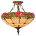 3 Light Victorian Tiffany Yale Semi Flush Mount