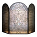 Beveled Glass 3 Panel Fireplace Screen