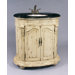 Curved Vanity with Sink in Distressed White