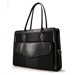 Large Women's Geneva Laptop Handbag in Black Microfiber with Leather Trim