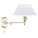 12"  Swing Arm Wall Lamp in Polished Brass with Cloth Shade and Finial