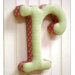 "r" Fabric Letter in Pink / Green
