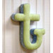 "t" Fabric Letter in Blue / Green