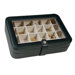 Elaine Faux Leather Crystal Jewelry Box with 24 Sections in Black