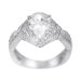 Sterling Silver Pear Cut CZ Accented Ring