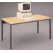 Adjustable Height Computer Table with J-Trough Wire Management and Square Corners