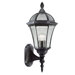 Capri One Light Outdoor Uplight Wall Lantern in Black and Silver