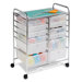 Twelve Drawer Rolling Cart in Chrome