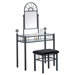 Vanity and Upholstered Bench Set in Black