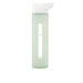 16 Oz Modern Glass Water Bottle with White Lid and Jacket in Ice Green