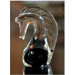 'Black Crystal Seahorse' Murano Hand blown Paperweight