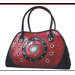 Faux Leather Handbag Pet Carrier in Burgundy Rings