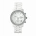 Women's Classic White Ceramic Watch with Crystal Chronograph Dial