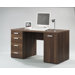 Function Plus Desk with Four Drawers and Cabinet in Dark Walnut
