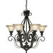 6 Light Chandelier with Umber Glass