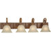 Four Light Vanity Light with Umber Mist in Rustic Sienna