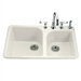 Executive Chef Self Rimming Kitchen Sink in Biscuit with Four Hole Faucet Drilling
