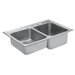 Commercial 33" x 22" Double Bowl Drop-In Kitchen Sink