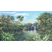 Tropical Lagoon Chair Rail Prepasted Mural 6' x 10.5'