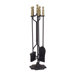 4 Piece Ball Handle Brass and Iron Fireplace Tool Set