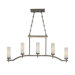 Compositions Kitchen Island Light in Aged Patina Iron with Travertine Stone