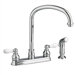 Hampton Two Handle Centerset Top-Mount kitchenFaucet with Side Spray and Porcelain Cross Handles