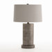 Sona Oval Studded Distressed Zinc Lamp with Metallic Silver Shade