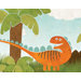 Dino Might Free Style Border Wallpaper in Blue