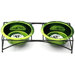 Modern Double Diner Stand with Two Rimmed Dog Bowl in Corona Lime