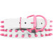 Genuine White Leather Dog Collar with Spikes