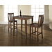 Three Piece Pub Dining Set with Cabriole Leg Table and Barstools in Vintage Mahogany