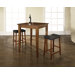 Three Piece Pub Dining Set with Cabriole Leg Table and Saddle Seat Barstools in Classic Cherry