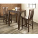Three Piece Pub Dining Set with Tapered Leg Table and Barstools in Vintage Mahogany