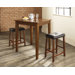 Three Piece Pub Dining Set with Tapered Leg Table and Saddle Seat Barstools in Classic Cherry