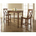 Three Piece Pub Dining Set with Turned Leg Table and X-Back Barstools in Classic Cherry
