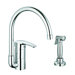 Eurostyle Single Handle Single Hole Kitchen Faucet with Side Spray with Watercare