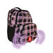 Built-in Alarm School Backpack in Lavender Plaid Pattern