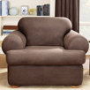 Stretch Leather Two Piece Chair T-Cushion Slipcover