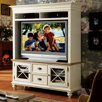 Coventry Two Tone TV Stand and Hutch in Weathered Driftwood and Dover White