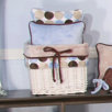 Minky Blue Chocolate Polka Dot Wicker Basket