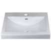 Rectangle Ceramic Semi Recessed Vessel Sink with Overflow